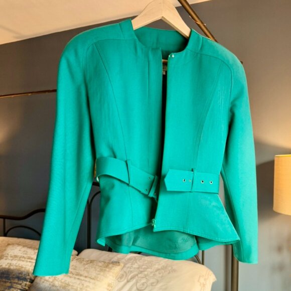 Vintage Teal Green 90s Power Skirt Suit - Picture 12 of 15